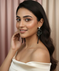 Modern Black & Silver Dangle Earrings