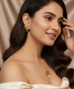 Sculptural Leaf Earring & Pendant Combo Set