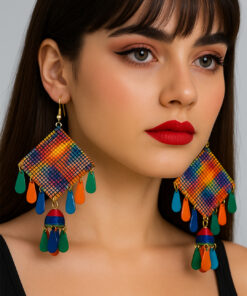 Rainbow Weave Kite Earrings