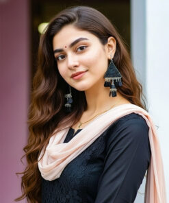 Black Triangle Jhumka Earrings